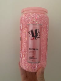 Image 1 of v pink snowglobe handled tumbler 