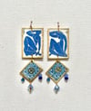 Blue and White Composition Earrings
