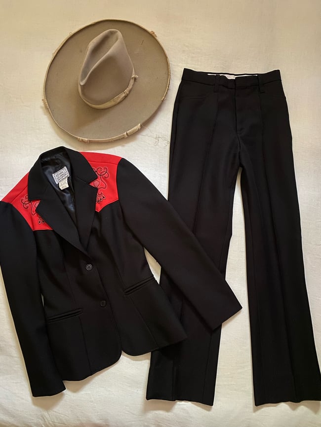 70s H bar C embroidered trouser suit 