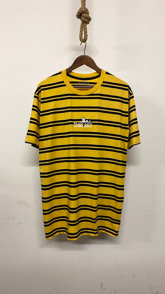 Image of Snoopy Tshirt - Black and Yellow Stripes