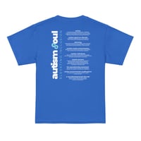 Image 5 of Youth t-shirt Autism Acceptance infinity brain colorful back autism facts for person behind 