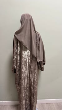 Image 4 of Korean shimmer fabric Puff sleeves butterfly Abaya comes with a matching scarf 