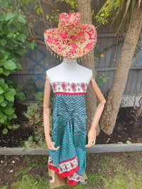 Image 8 of Dolly cowboy hat - recycled sari fabric RED
