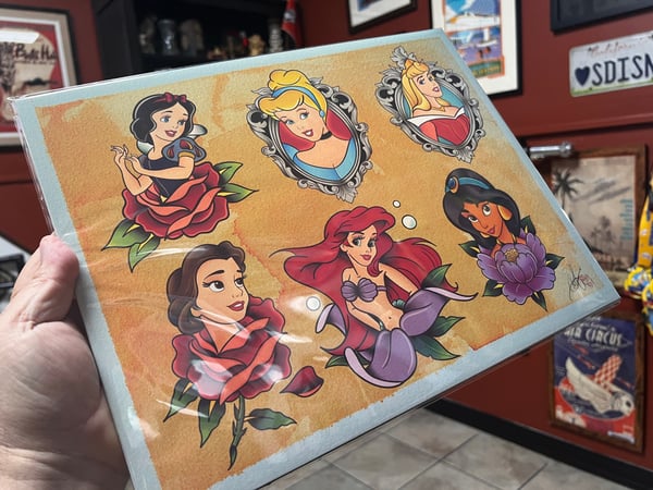 Image of Disney Princess Set A & B (4 sheets) 11x14 w/ Lines 