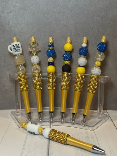 Image of Blue & Yellow Bling  fancy pens with ink refills 