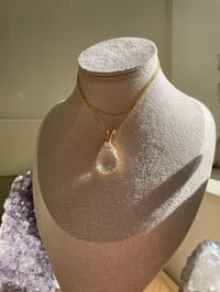 Image 4 of Gold Garden Quartz Teardrop Crystal Necklace