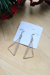 Image 2 of Mixed Metal Triangular Moonstone Earrings