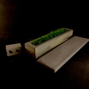 Image of Straight Bench/Planter (Grey Top, Slime Green and Grey Base)