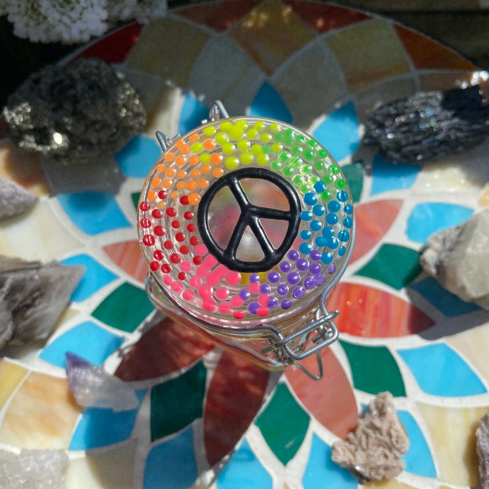 Image of peace and love stash jar