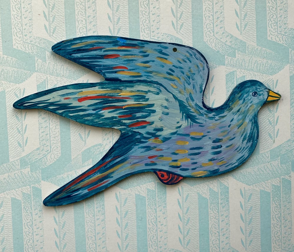 Image of Wooden painted bird A