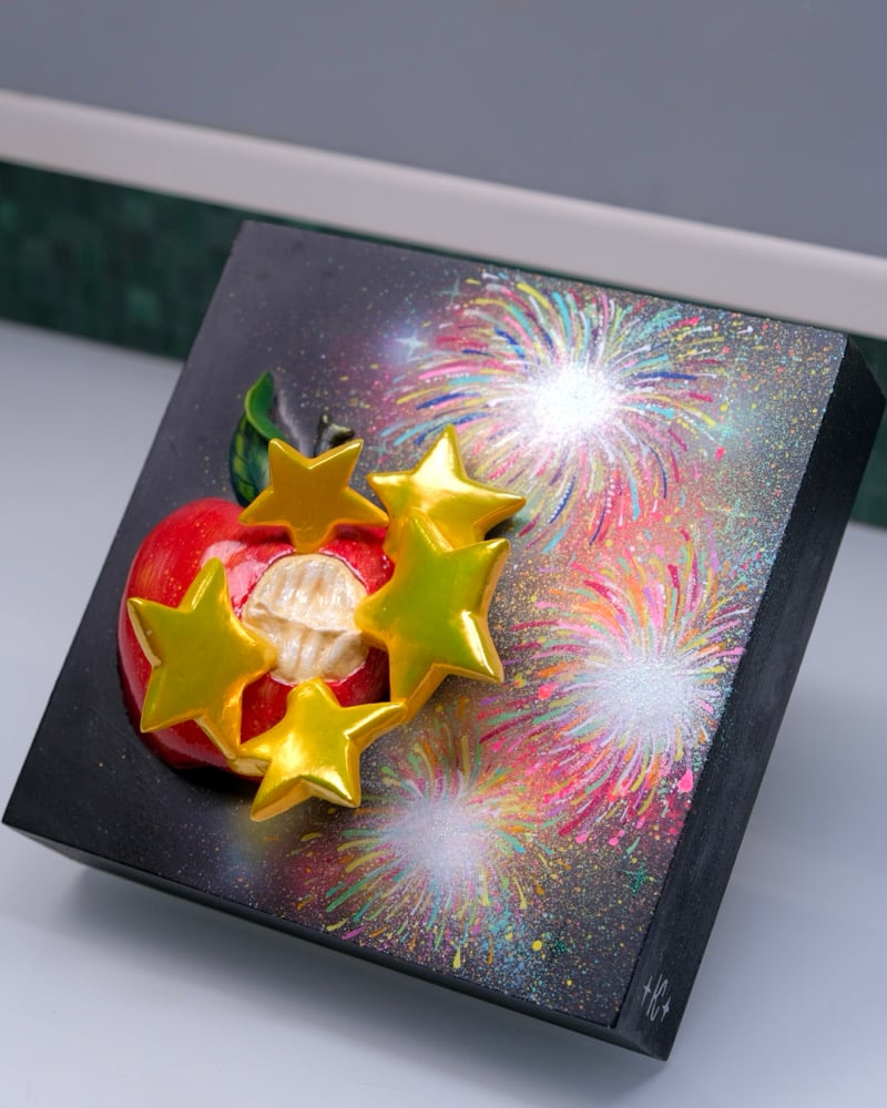 Image of APPLE BITE ✧ Original 3D Mixed Media Painting