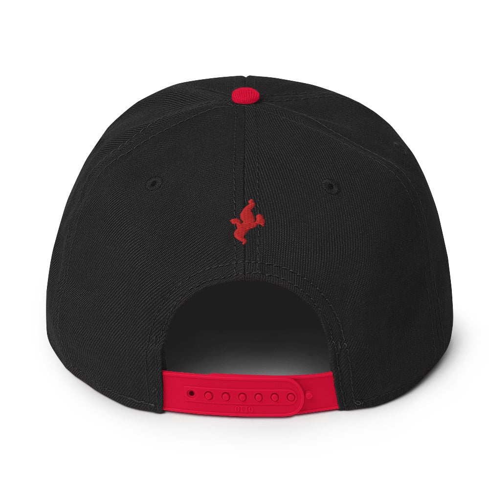 216Zay Black and Red Embroidered Snapback Hat