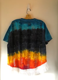 Image 2 of Upcycled Led Zeppelin tie dye hi-lo fringe tee