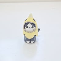 Image 1 of Banana Tuxedo Cat Ceramic Figurine (white gold version)