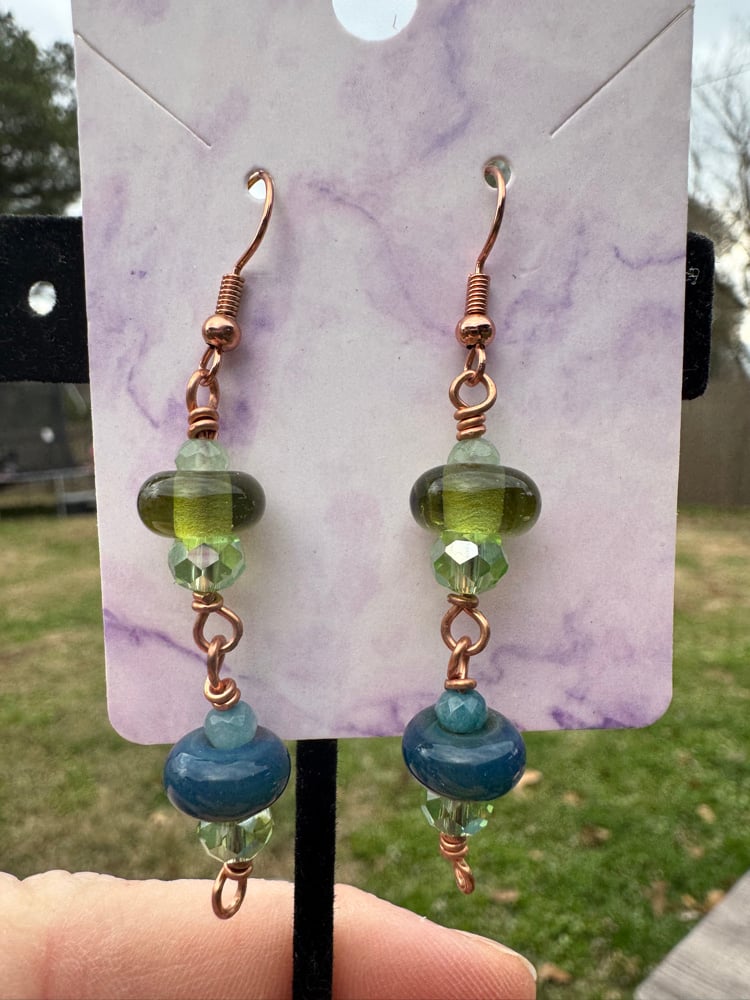 Image of Blue Green Drop Earrings