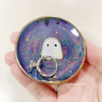 Image 4 of Deep Blue Mini Ghost Trinket Dish With Rainbow Effect (2.5 Inches Diameter)