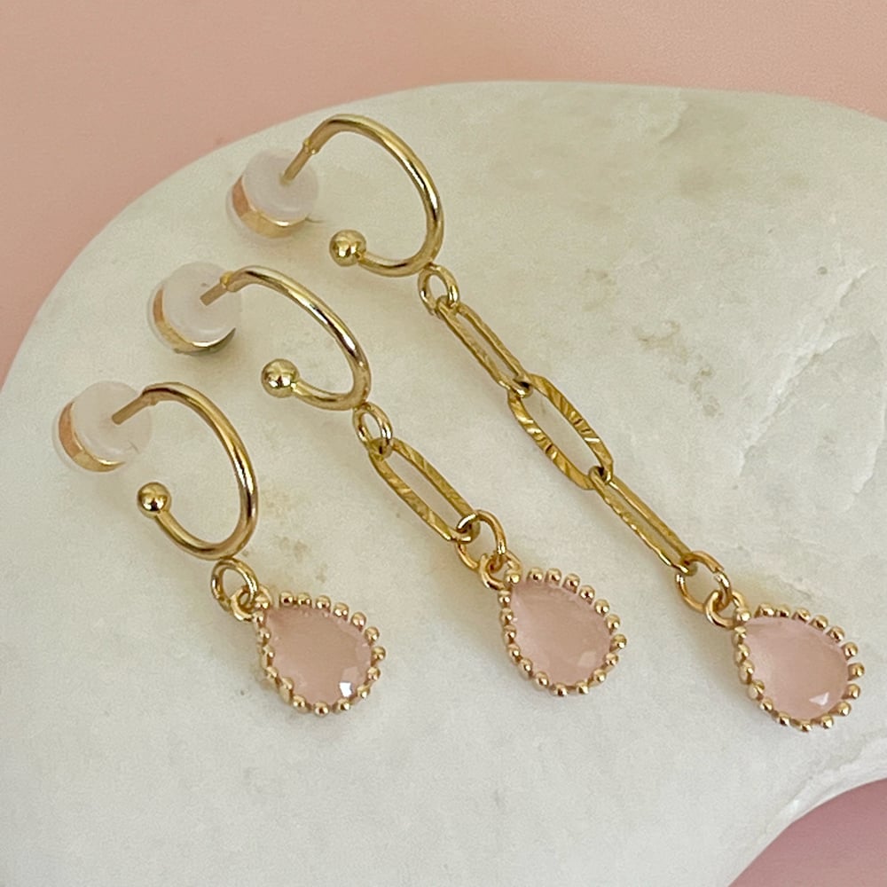 Image of Pink Glass Teardrops - 3 Lengths