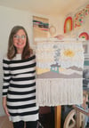 Chimney smoke & the winter day. Woven wall hanging.