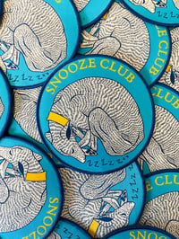 Image 1 of “Snooze club” fabric patch in aqua blue 