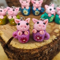 Image 3 of Kolczyki - "Świnka w kubku" 🐷🩷 part 2