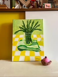 Image 1 of Bright Acrylic Asparagus on Canvas