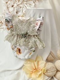 Image 2 of Newborn girls body-dress for photoshoots | Emily | floral sage
