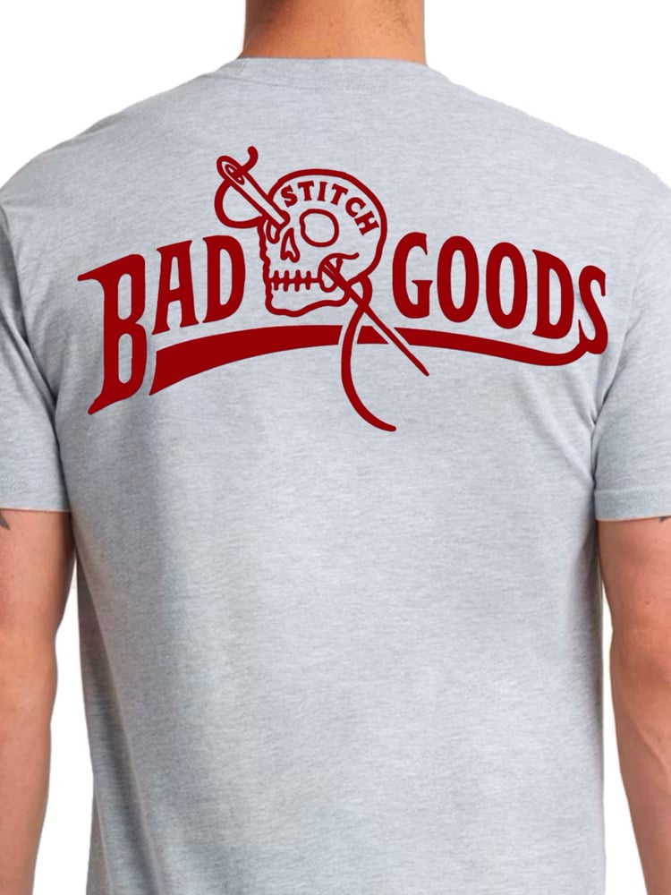Image of BAD STITCH GOODS SKULL HTR GREY/RED