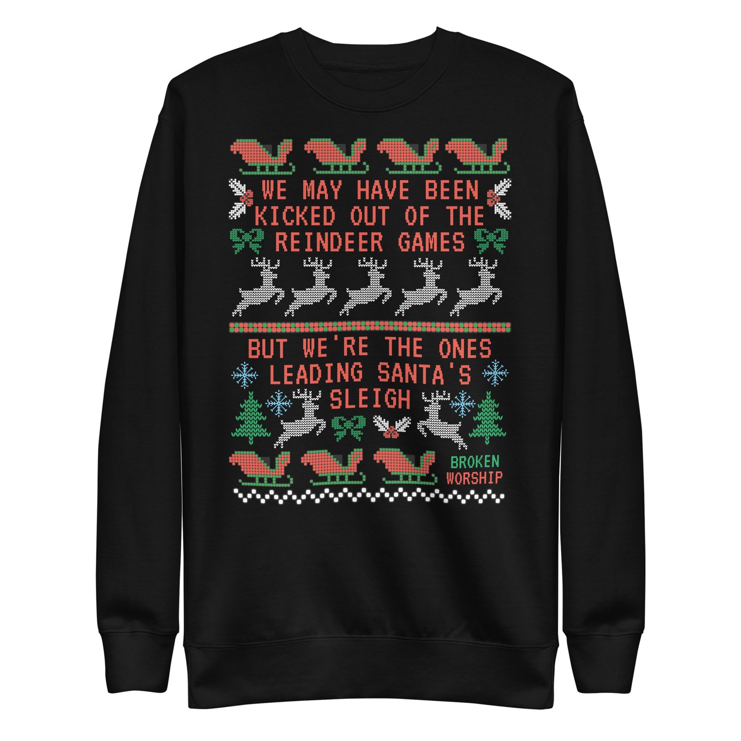 Image of Reindeer Games Christmas Sweater (Black & Green)