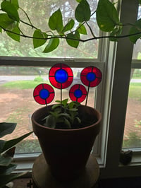 Image 3 of Stained glass donut longer plant stake 02