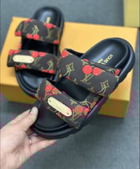 Image 1 of CHERRY BROWN PUFF SANDALS