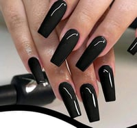  24pcs False Nails In Coffin Shape For Fashionable Ballet Style, Black Glossy