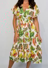 Image 1 of Abstract Colour Flower Button Midi Dress