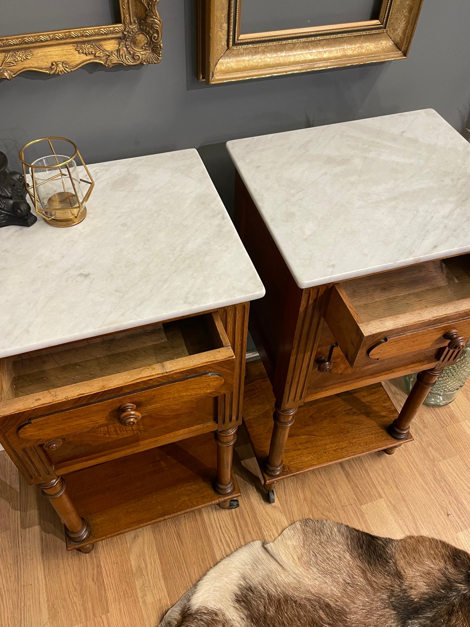 Image of Stunning french marble bedside tables