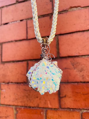 Image of Angel aura geode necklace 