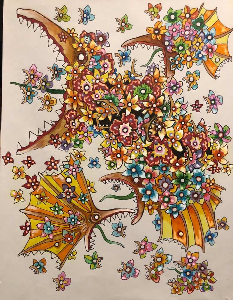 Image of The Atomic Structure of Plants 14x11 inch original acrylic and ink on paper