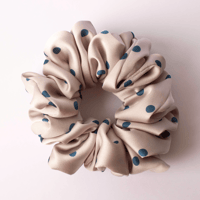 Regular Grey Satin with Blue Spots