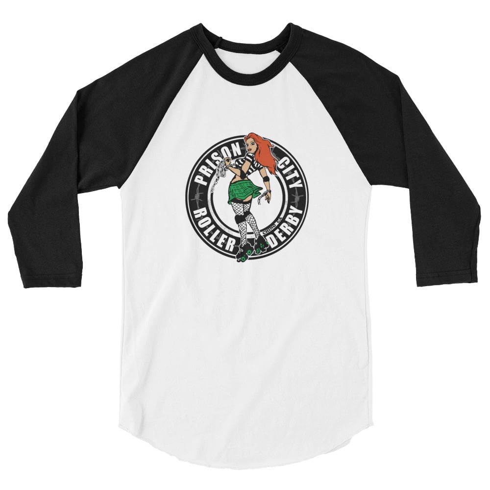 Prison City Roller Derby 3/4 sleeve raglan shirt