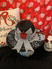 Image 4 of "Snowman & Snowflakes" Hand-Burned Narrow Brim Hat