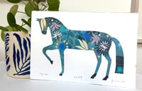 Image 2 of Kristof,a teal monoprinted and collaged horse