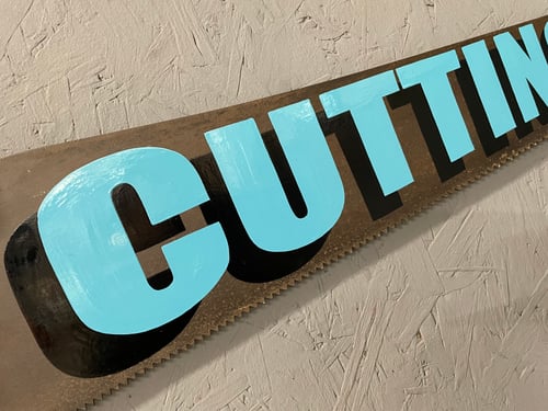 Image of Hand Painted Vintage Saw Cutting Edge