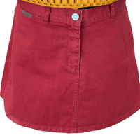 Image 10 of 90s Vintage Calvin Klein Burgundy Stonewash Mini Cotton Denim Skirt with Slits - Size 7