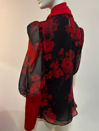 Image 3 of Dark roses tie neck top