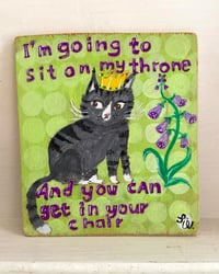 Image 1 of Original painting on plywood -Cheeky tabby cat 