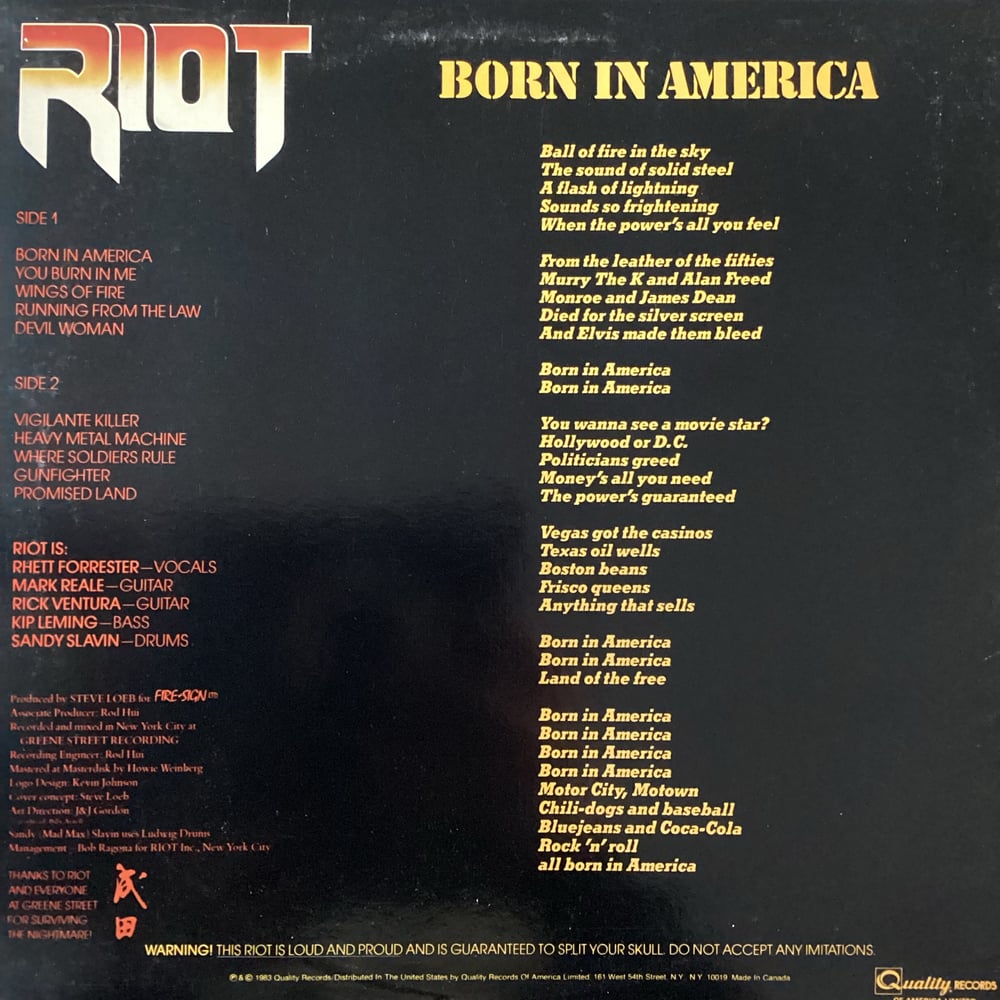 Riot - Born In America 