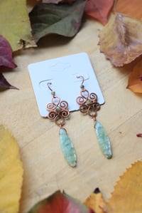 Image 2 of Woven Green Garnet Copper Earrings