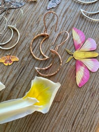 Image 9 of Small Hammered Crescent Moon Earrings
