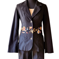 Image 2 of Y2K Embroidered Floral  Two Piece Suit - Bisou Bisou - Size 6