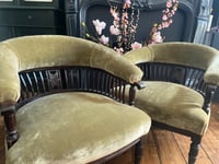Image 2 of Antique olive green chairs