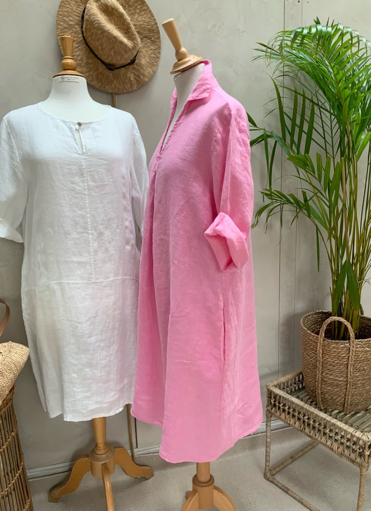 Image of Robe En Lin Daphné Rose Claire