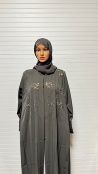 Image 2 of Cross button up abaya Sage Green 